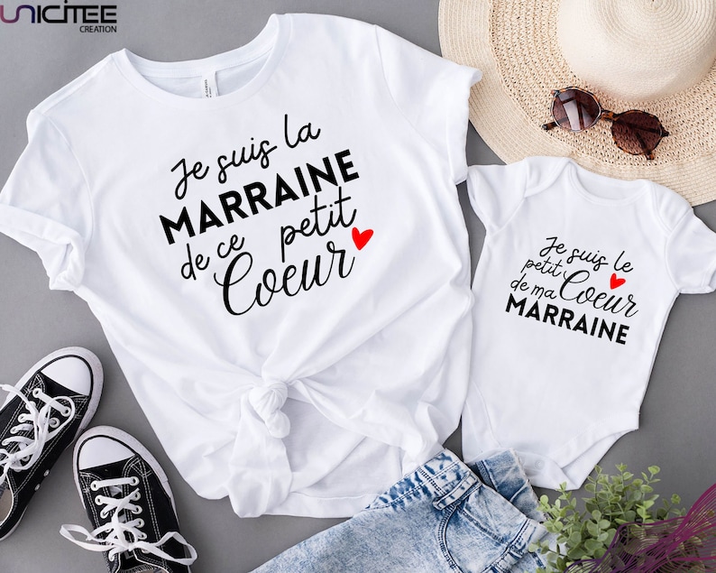 Duo T-shirt marraine filleule, T-shirts assortis marraine filleul image 1