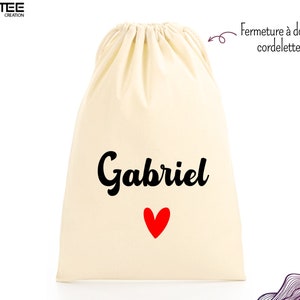 Pochon avec prénom à personnalisé, Sac pour enfant , Sac à Doudou, Sac de change, Pochon en coton, Cadeau de naissance
