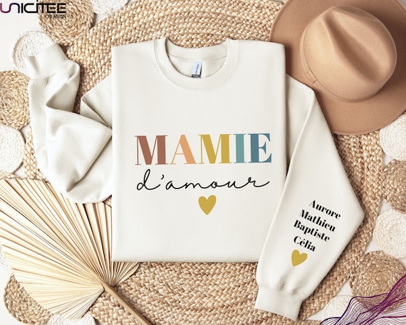 Sweatshirt met de tekst 'Love Grandma', trui voor oma en kleinkind