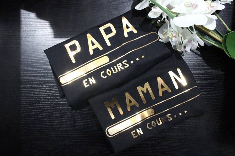 T-shirt Papa en cours et Maman en cours, Tee-shirt annonce grossesse chargement, T-shirt futur papa et future maman image 8