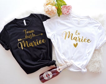 Tee-shirt la mariée, Tee shirt team de la mariée, Tshirt témoin de la mariée, Enterrement vie de jeune fille