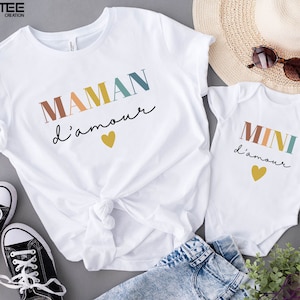 T-shirt mom of love and mini of love, matching mother daughter T-shirt, mom baby T-shirt, matchy matchy mother son, Mother's Day T-shirt