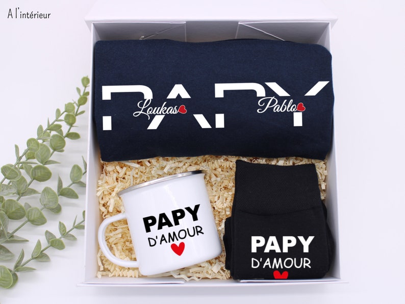 T-Shirt für Opa, Namen der Enkel, Geburtstagsgeschenk für Opa, personalisierte Geschenkbox, Geschenkbox für Opa, Großvatertag Bild 9