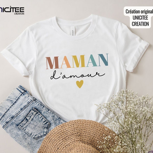 T-shirt maman d'amour, Tee-shirt maman personnalisé ,Tshirt vintage pour maman, Tshirt fête des mères, idée cadeau fête des mamans