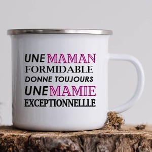 White and silver enamel mug, personalized mug great mom exceptional granny, grandmother&#39;s day gift, granny birthday gift