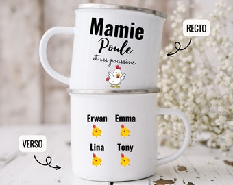 Mug mamie poule, Mug personnalisé mamie, Tasse personnalisable pour mamie, tasse mamie et ses petits enfants, mug fête de grand mère