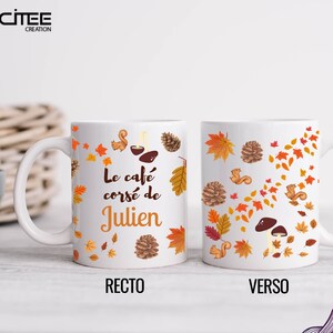 Mug d'automne en céramique , thème automnal orange, Idée cadeau Noël Le café corsé