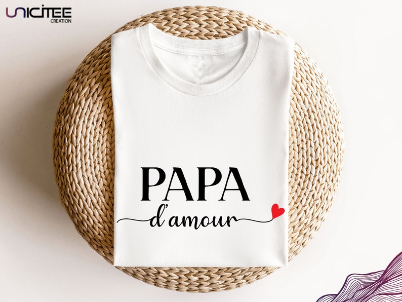 Tee shirt Papa d'amour, T-shirt Maman d'amour, Body Bébé d'amour, Tshirt famille personnalisé, Tshirt papa maman bébé, Lot de tshirt famille Papa d'amour