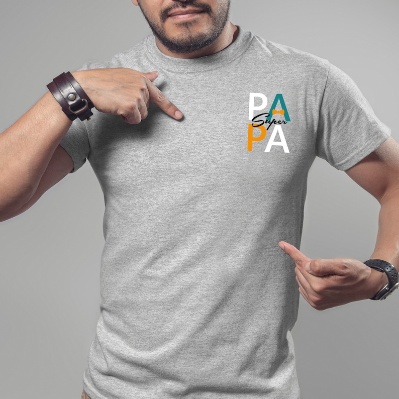 Tee-shirt super Papa tee-shirt papa personnalisé, cadeau anniversaire papa, tee shirt fête des pères image 1