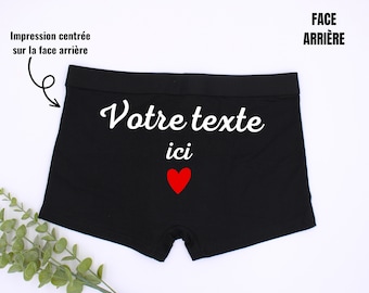 Boxer homme à personnaliser, boxer avec message personnalisable, caleçon avec message, boxer homme personnalisé, cadeau homme saint valentin