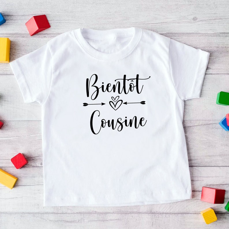 T-shirt bientôt cousine et cousin, Tee-shirt annonce grossesse, T-shirt enfant image 4