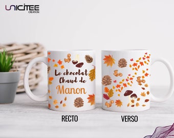 Mug d'automne en céramique , thème automnal orange, Idée cadeau Noël