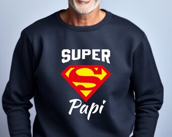 Sweat-shirt Super Papi, sweat super héro pour papy, cadeau d'anniversaire papy, idée cadeau noël pour papi, T-shirt fête des grands pères