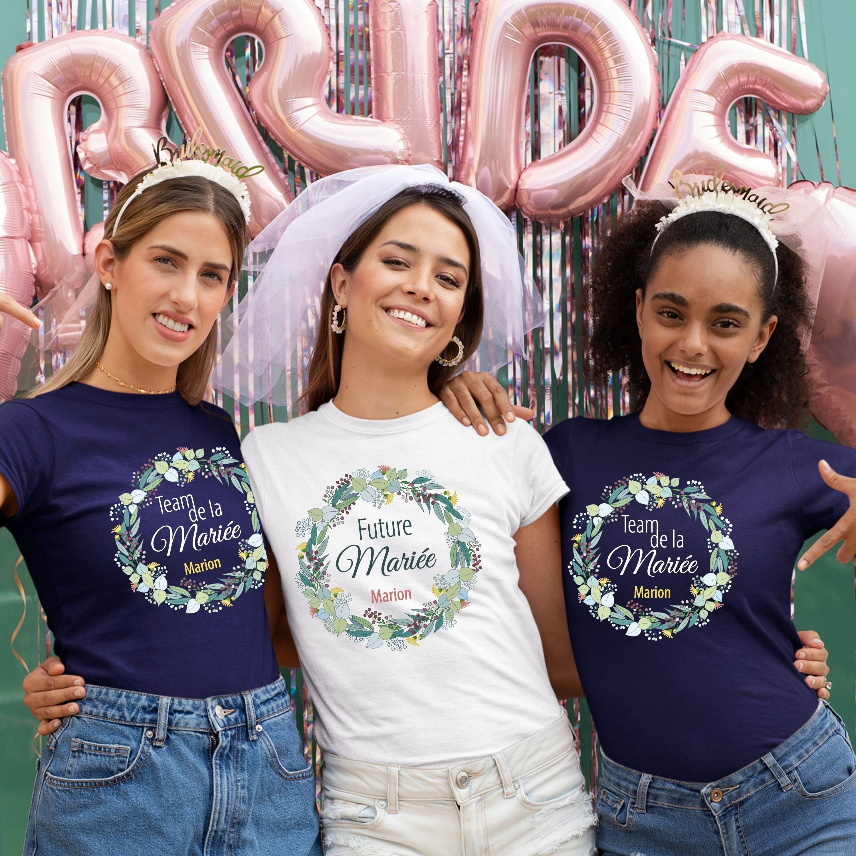 Discover Enterrement Vie De Jeune Fille, Équipe De La Future Mariée T-Shirts Familiaux Assortis