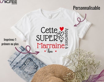 Super Godmother t-shirt gepersonaliseerd met de voornaam van de peetzoon of peetdochter