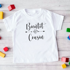 T-shirt bientôt cousine et cousin, Tee-shirt annonce grossesse, T-shirt enfant image 1