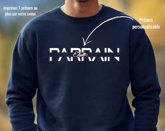 Sudadera de padrino con el nombre del ahijado, Sudadera de padrino personalizada, Suéter de padrino personalizable, Sudadera de hombre personalizada