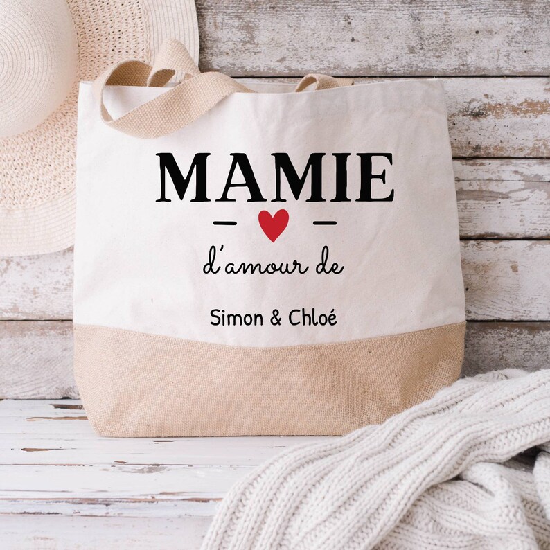 Cabas personnalisé Mamie d'amour - Créatrice ETSY : UniciteeCreation