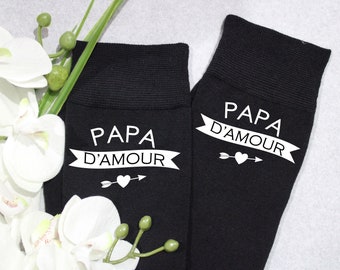 Chaussette Papa d'amour, chaussettes Papi d'amour, chaussettes personnalisées homme