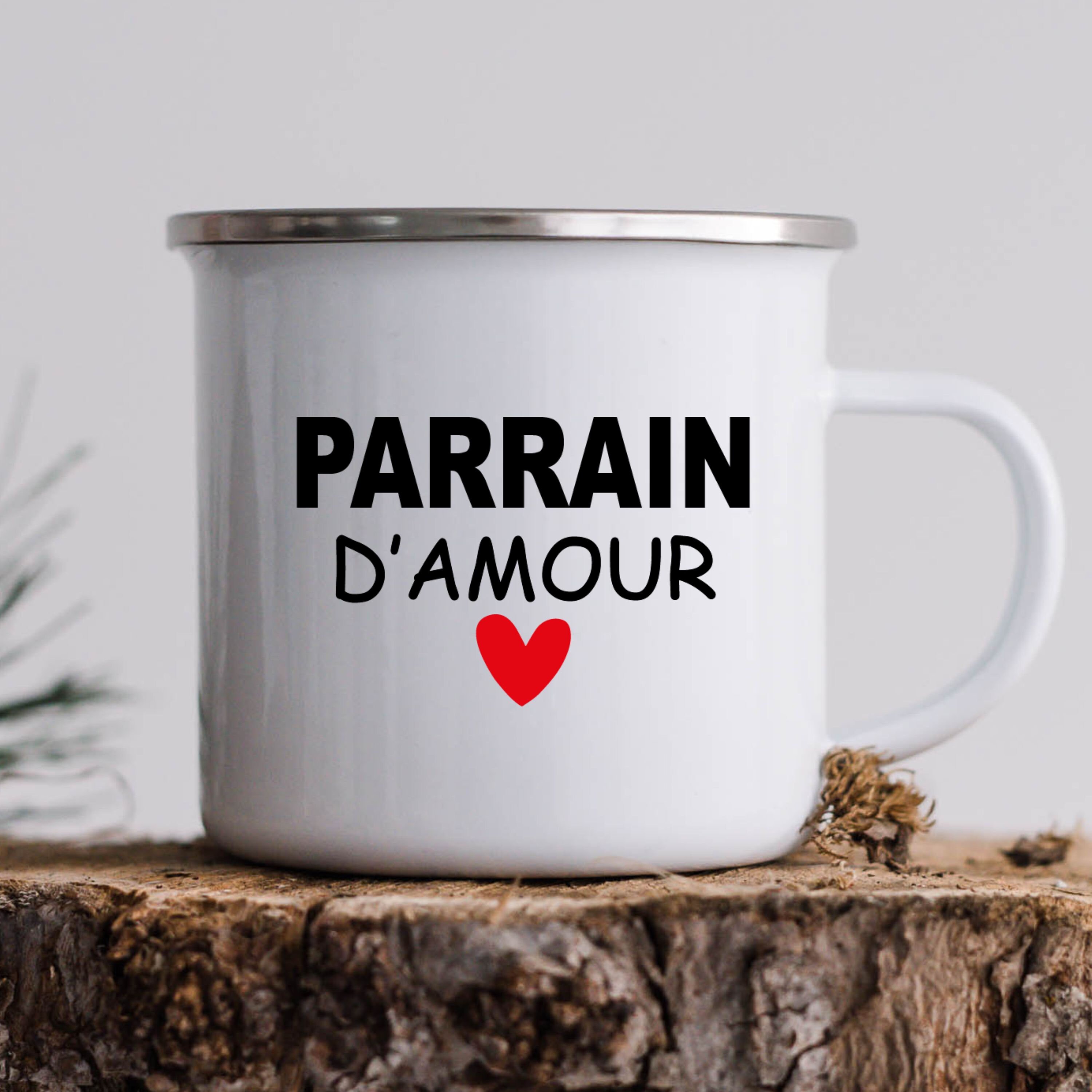 Mug inox Parrain d'amour, tasse émaillé pour parrain , Cadeau d ...