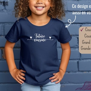 T-shirt futur cousin et future cousine, Tee-shirt annonce grossesse, T-shirt enfant Future cousine BLEU