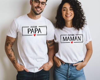 T-shirt för blivande pappa | T-shirt för blivande mamma | T-shirt för graviditetsmeddelande för par | Graviditetsmeddelande för familj