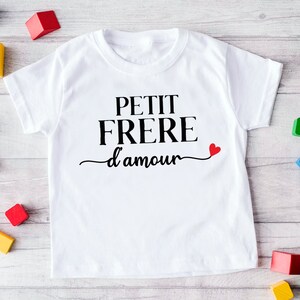 Tee shirt Papa d'amour, T-shirt Maman d'amour, Body Bébé d'amour, Tshirt famille personnalisé, Tshirt papa maman bébé, Lot de tshirt famille Petit frère d'amour