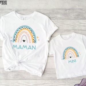 Mini-Mama-Duo, passendes Mama und Baby-T-Shirt, Mama-T-Shirt und passender Body, Mutter-Kind-T-Shirt, passendes T-Shirt, Regenbogen-T-Shirt Bild 2