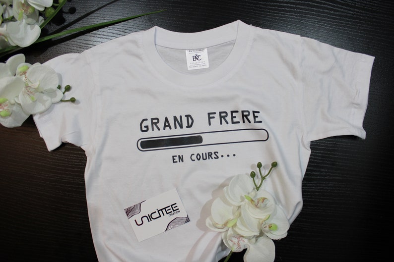 Tee shirt grand frère en cours, T-shirt annonce grossesse enfant image 4