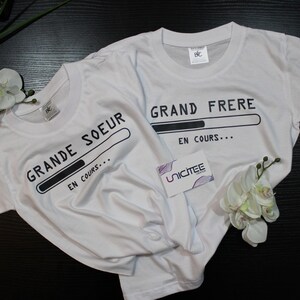 Tee shirt grand frère en cours, T-shirt annonce grossesse enfant image 5