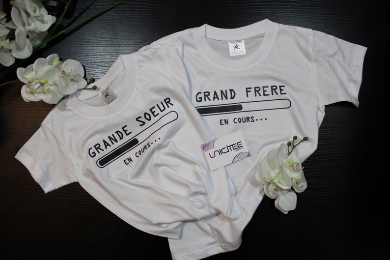 Tee shirt grand frère en cours, T-shirt annonce grossesse enfant image 5