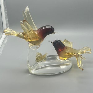R. Anatra Murano Glass Amber Bird Sculpture - Signed