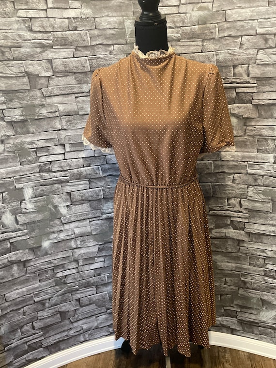 Original hand made Brown Polka Dot Dress