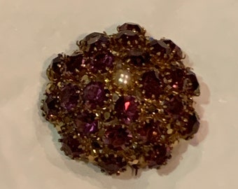 Vintage Australian Crystal Brooch Amethyst