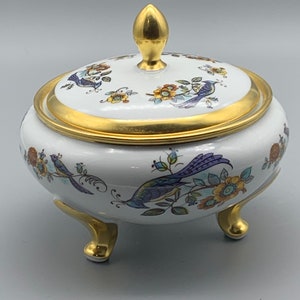KPM Royal Bavaria Germany Covered Bowl Peacock and floral