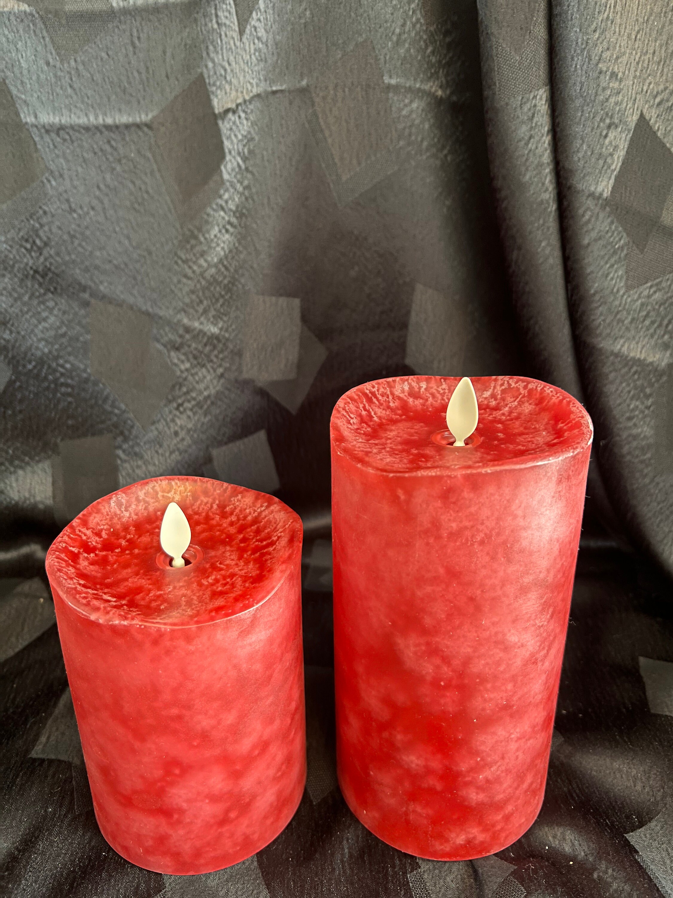Luminara Flameless 3 Candle in Red With Remote Etsy