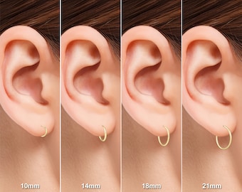10MM - 21MM Endless Hoop Earrings in 14K Yellow Gold