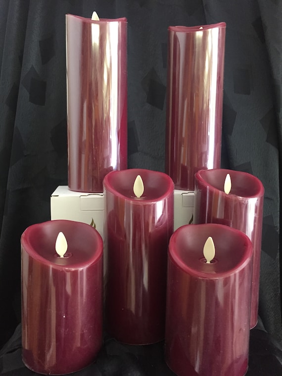 Luminara set of 6 candles in Burgundy with remote Etsy