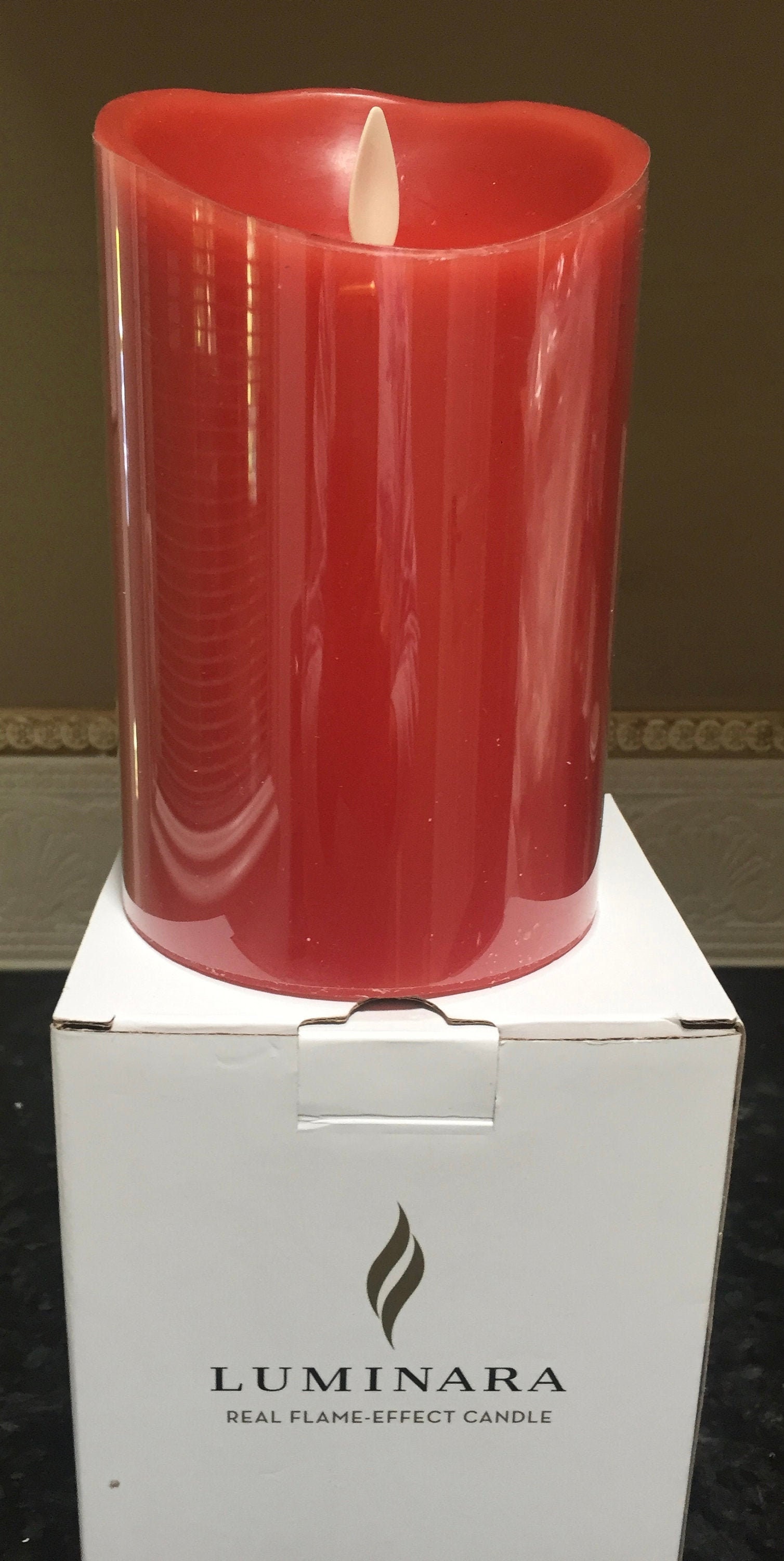 Luminara candle in red 4x6 pillar Etsy