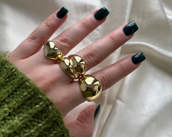 Chunky Gold Rings, Gold Plated Chunky Rings, Adjustable Chunky Gold Rings