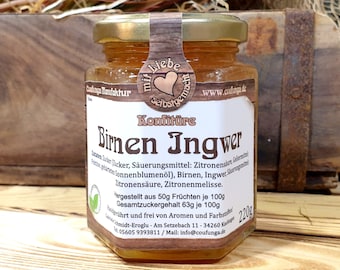 Birnen Ingwer Konfitüre, Fruchtaufstrich, 220g