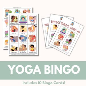 Joga dla dzieci Bingo do druku - Gra i przerwa ruchowa (10 kart) do klasy lub do domu