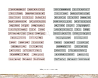 Inspirational Phrase Stickers: Vintage Typewriter Font (PDF)