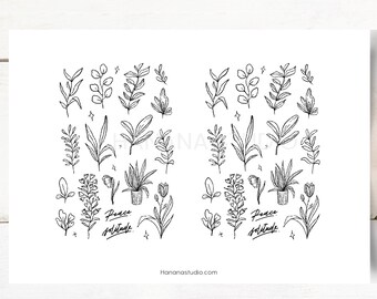 Botanical Line Art Print: Minimalist Plant Illustrations (Digital Printable)