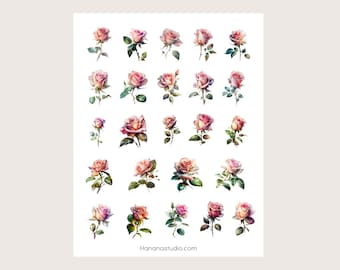 Vintage Pink Roses Ephemera: Botanical Printables (PDF File)