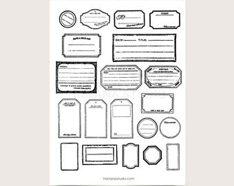 Printable Blank Frame Tags: Junk Journal Ephemera (Digital PDF)