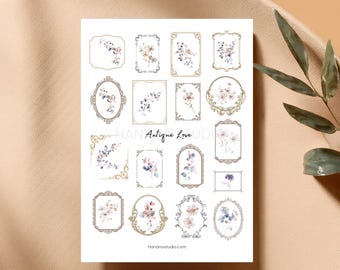 Printable Antique Floral Frame Ephemera: Watercolor Flowers (PDF)