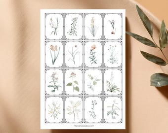 Vintage Botanical Ephemera: Printable Floral Scrapbook Embellishments (PDF)