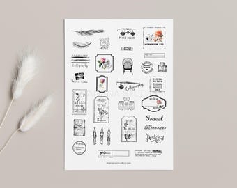 Rose Ephemera: Ink Pen Stationery Art Elements (PDF)