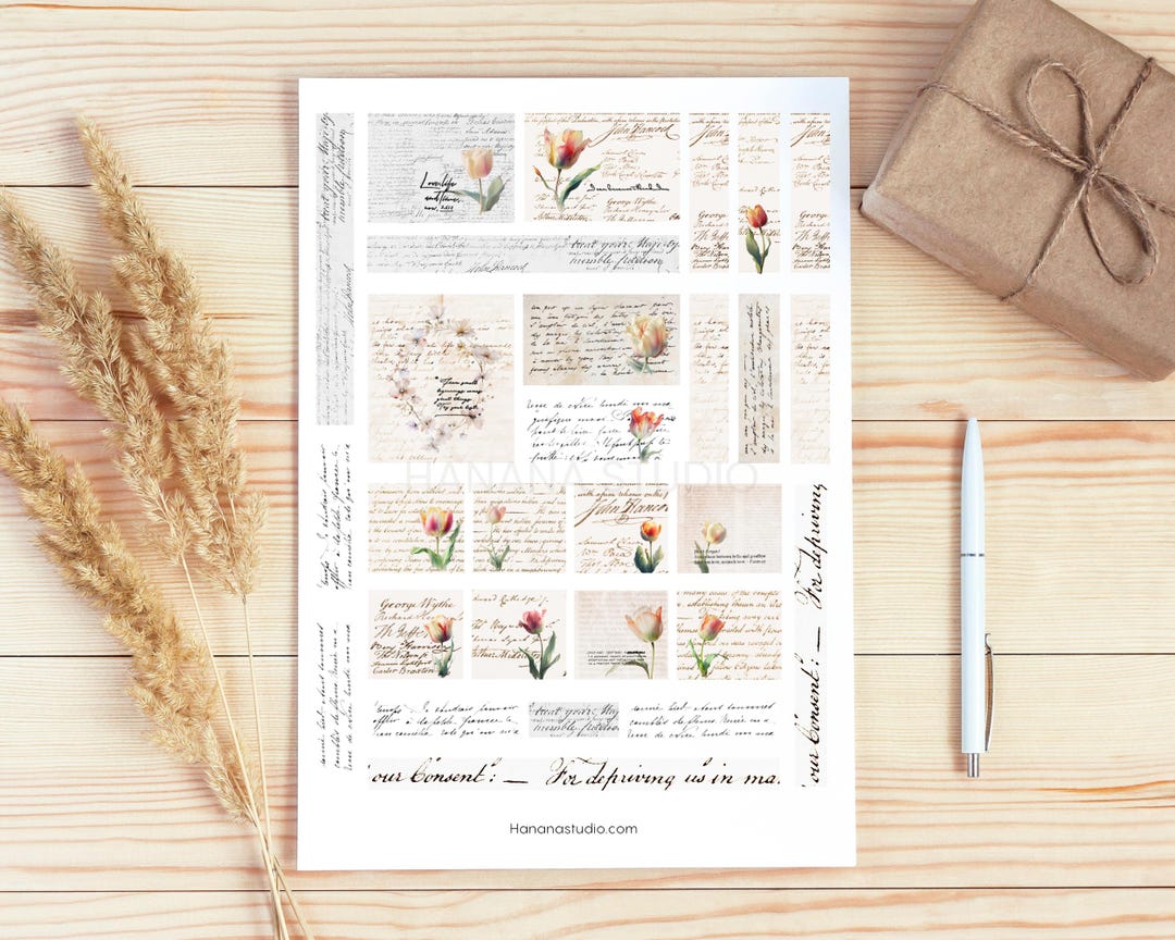 Digital Printable Tulip Vintage Script Ephemera / Antique Vintage ...